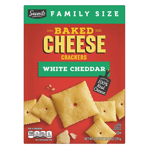 Savoritz Family Size Baked White Cheddar Cheese Crackers, 21 oz